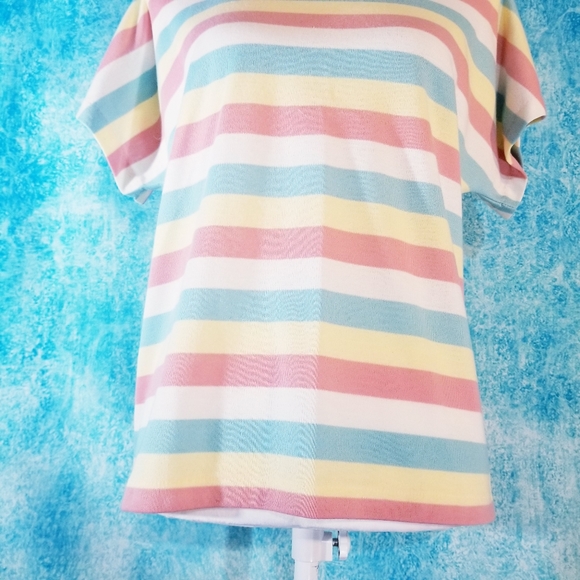 VTG 80s Career Guild Pastel Striped Dolman Top - Picture 3 of 14